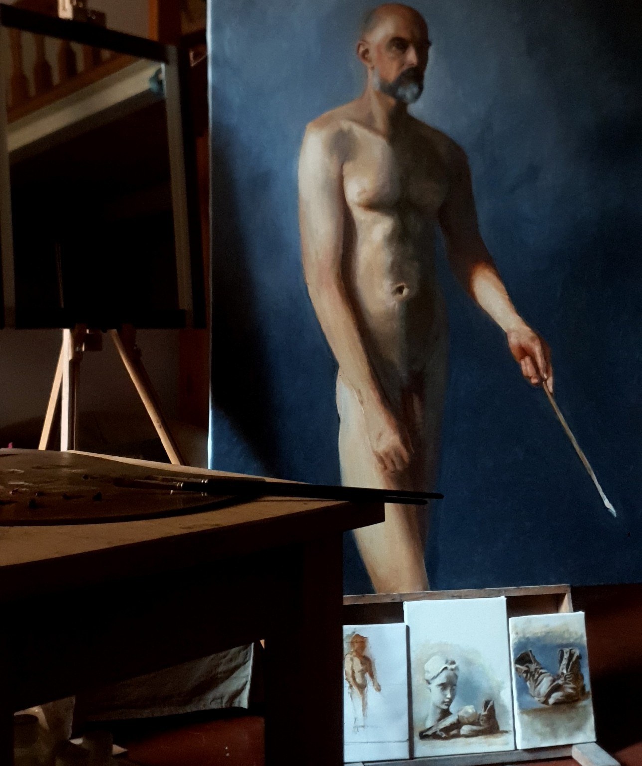 Figurative painting in the artist's studio